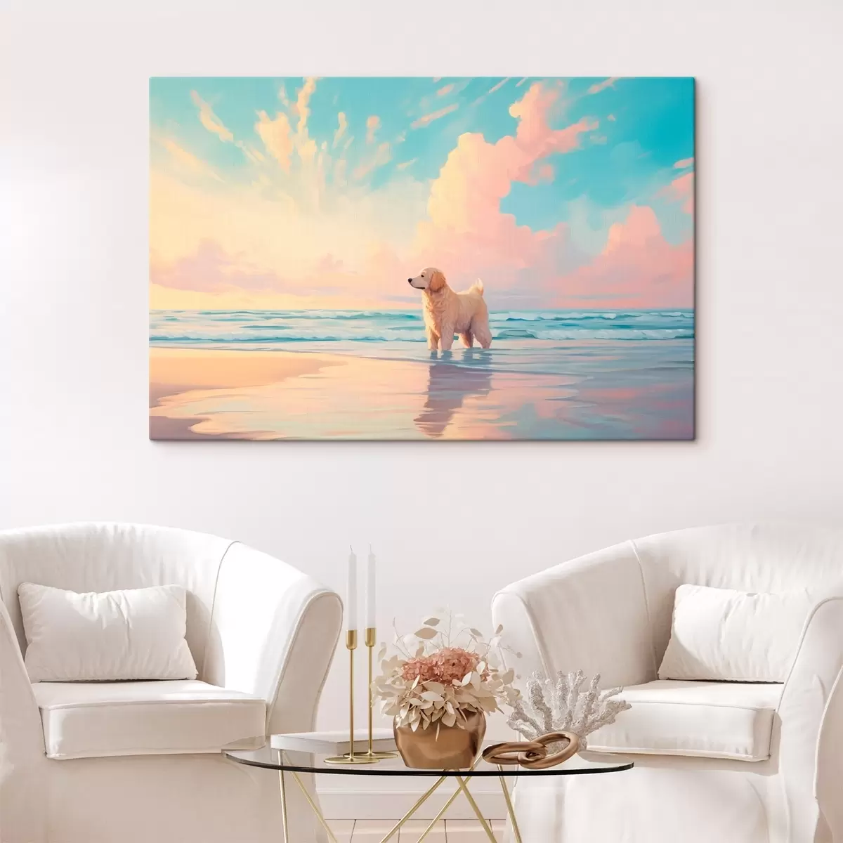 Glezna Retrīvers jūras krastā s45425