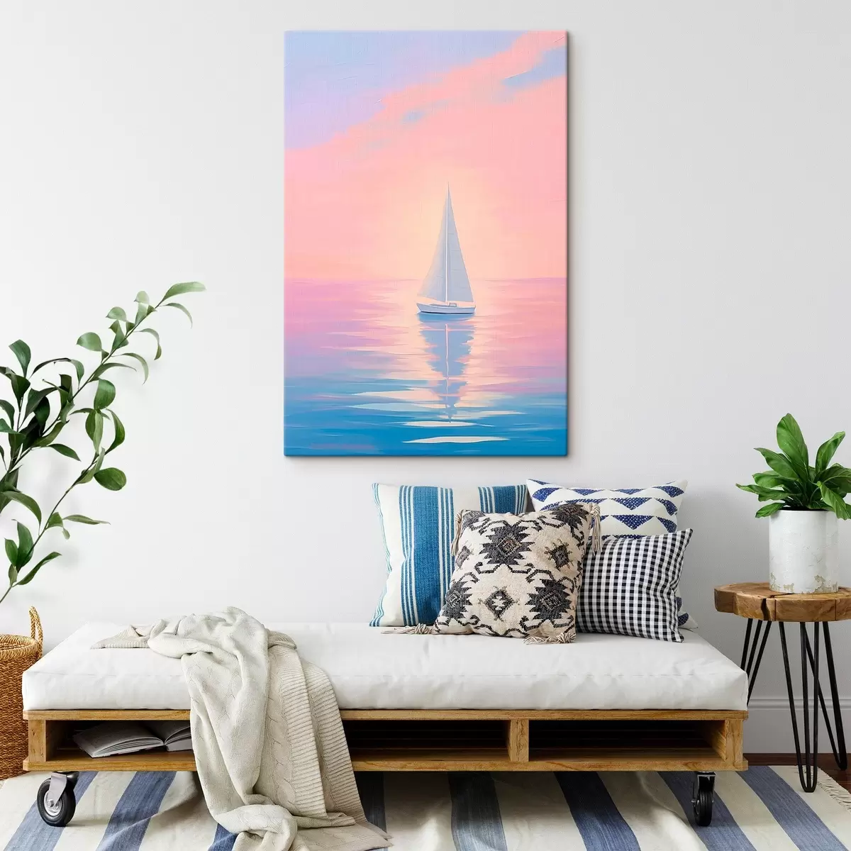 Glezna Buru laiva jūrā saulrieta laikā s45428