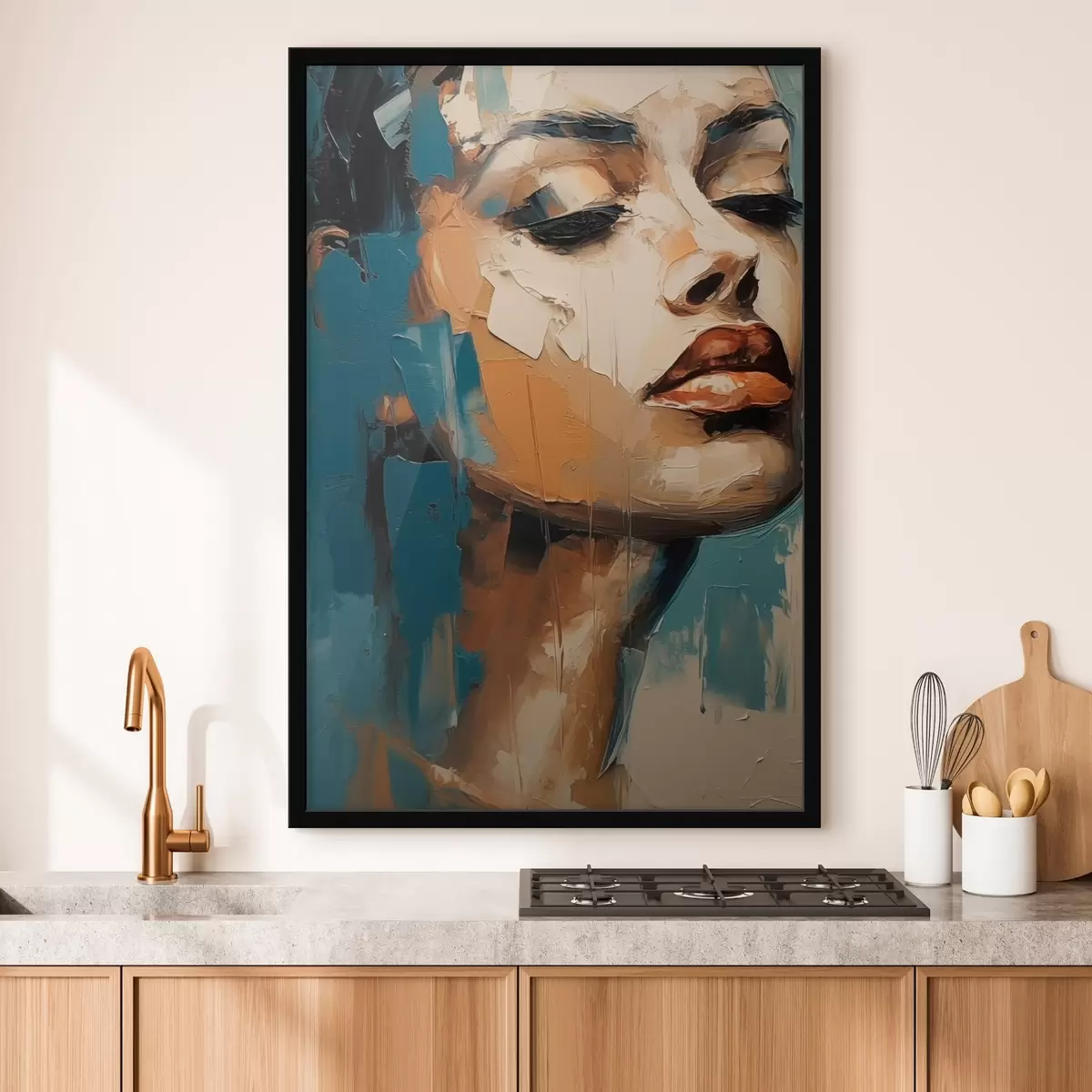 Plakāts Sievietes portrets ar aizvērtām acīm f45439