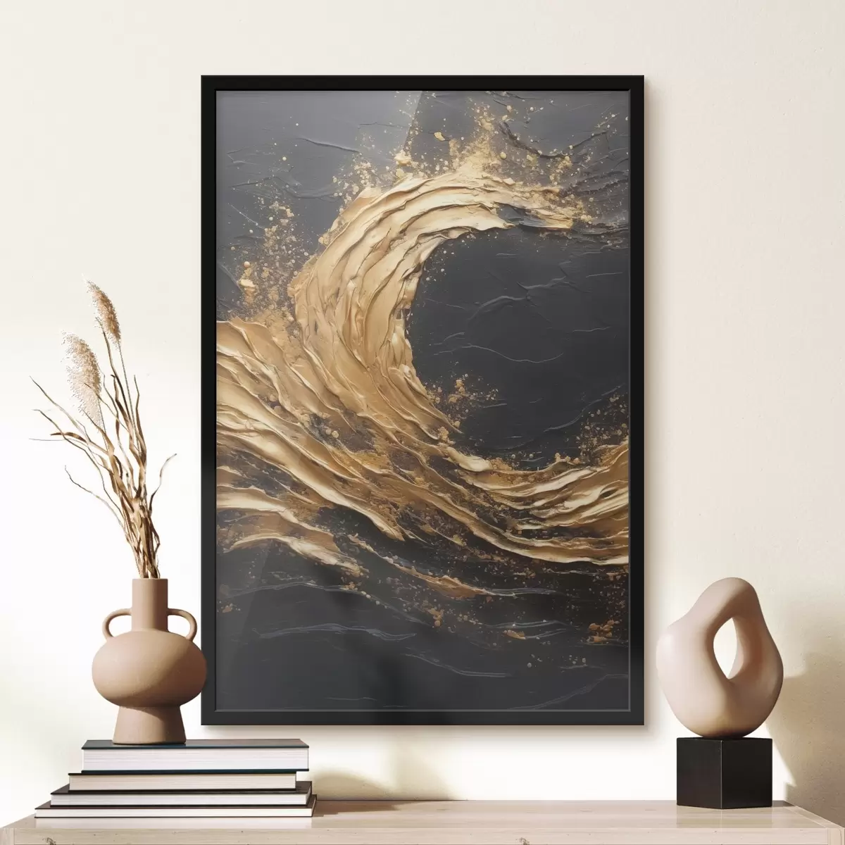 Plakāts Abstraktais vilnis oranžos toņos f45441