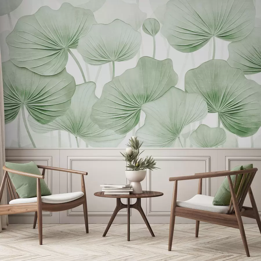 Fototapetes Lotosa lapas ar imitētu noskumušu tekstūru w04412