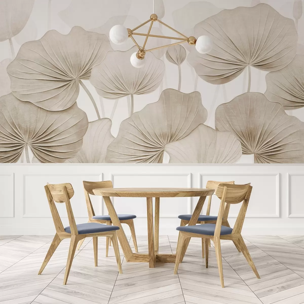 Fototapetes Lotosa lapas ar imitētu noskumušu tekstūru w04412v1