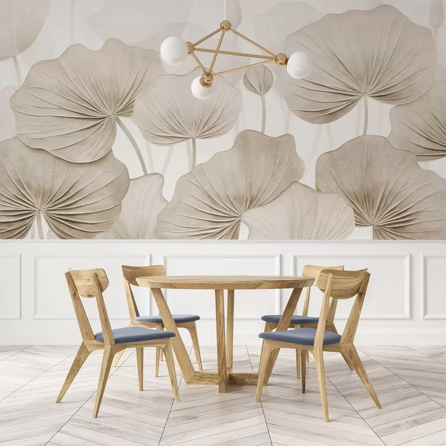 Fototapetes Lotosa lapas ar imitētu noskumušu tekstūru w04412v1