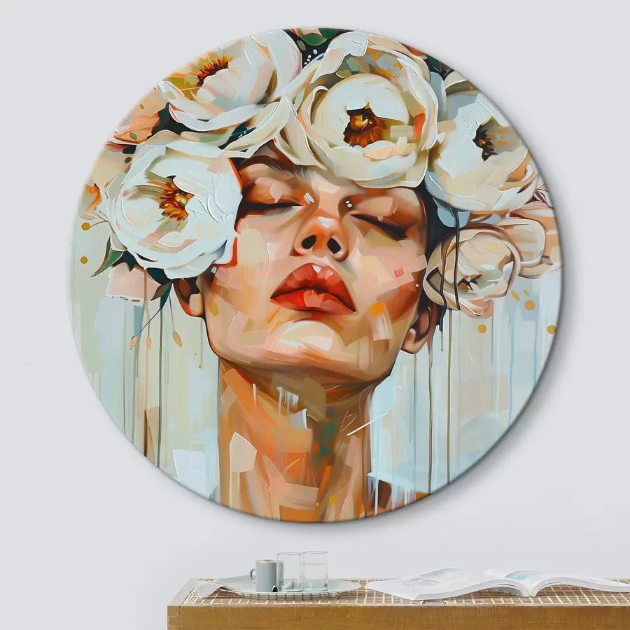 Glezna Sievietes portrets ar ziediem r45370