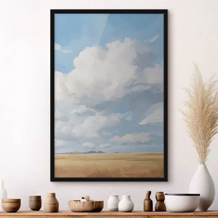 Fototapetes Kviešu lauks pret debesīm ar milzīgiem mākoņiem f45454