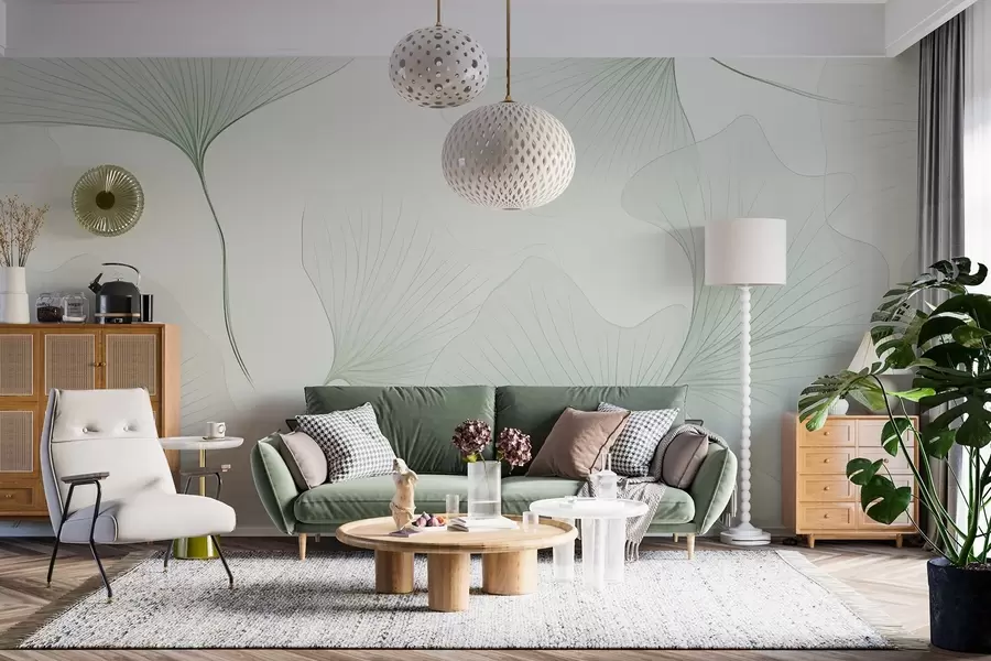 Fototapetes Caurspīdīgas ginkgo lapas w04433v2