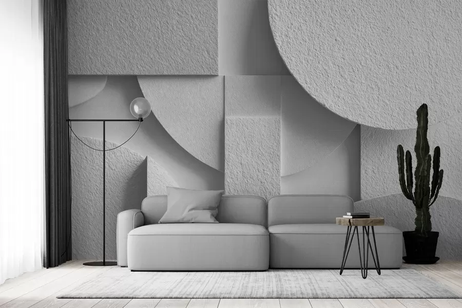 Fototapetes Abstrakta kompozīcija ar baltām trīsdimensiju ģeometriskām formām w04395v1