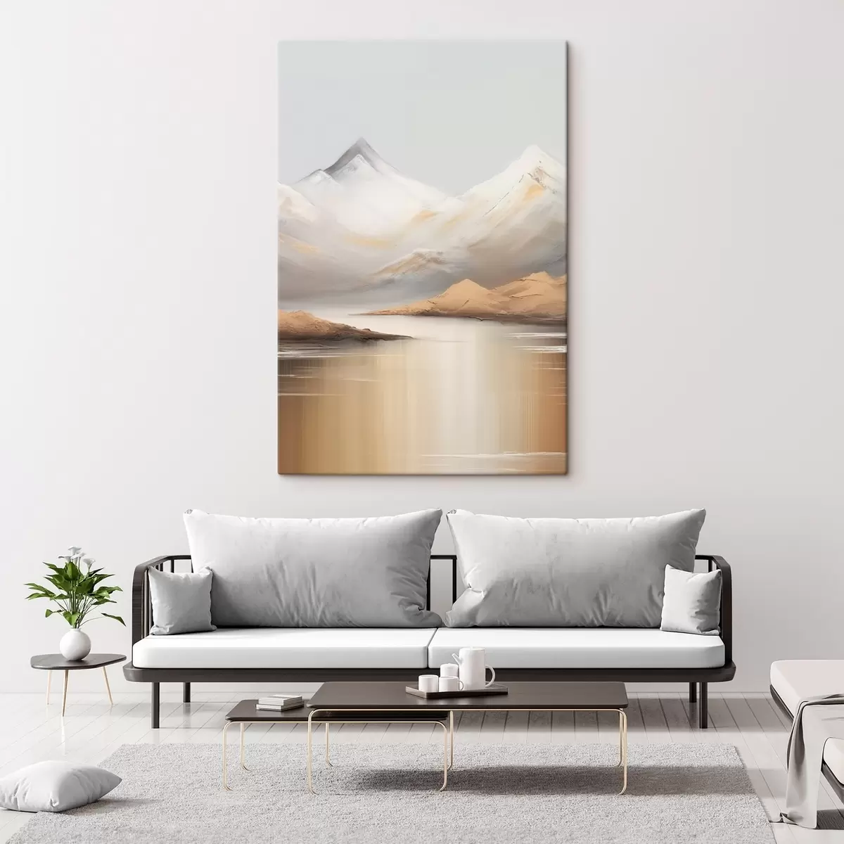 Glezna Kalnu ezers zem sniegotām virsotnēm s45466