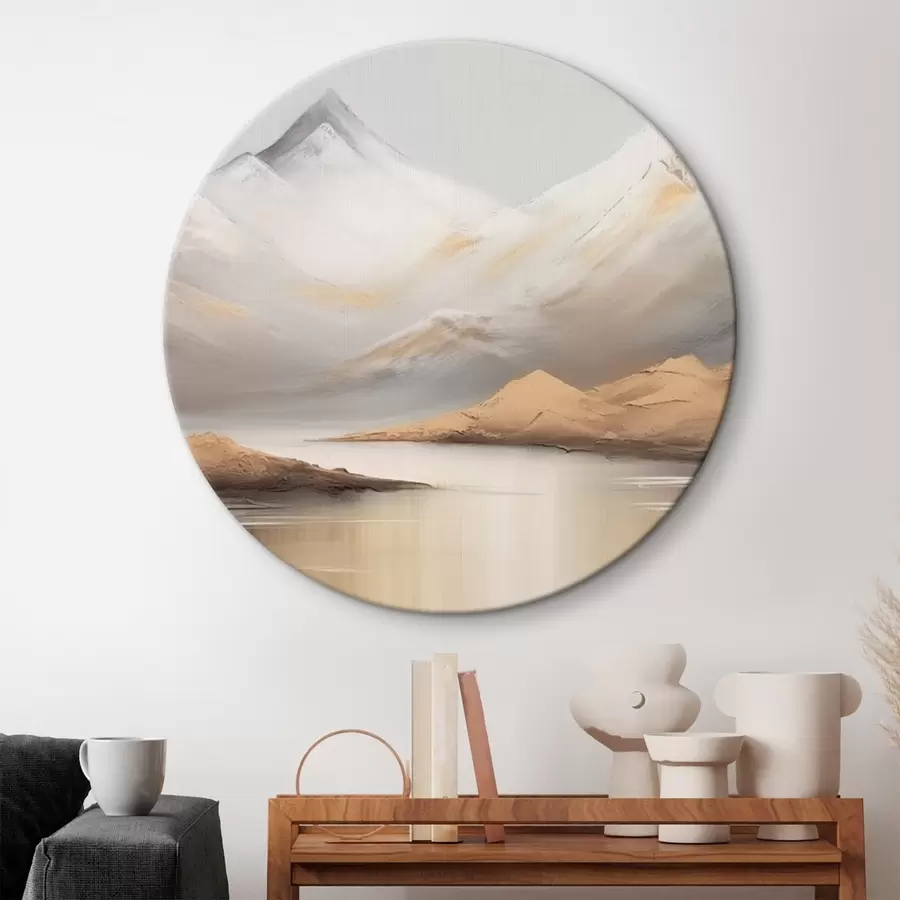 Glezna Kalnu ezers zem sniegotām virsotnēm r45466