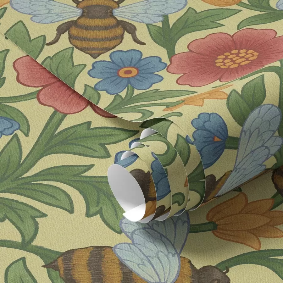 Fototapetes Spilgtas puķes ar lielām bitēm a00315