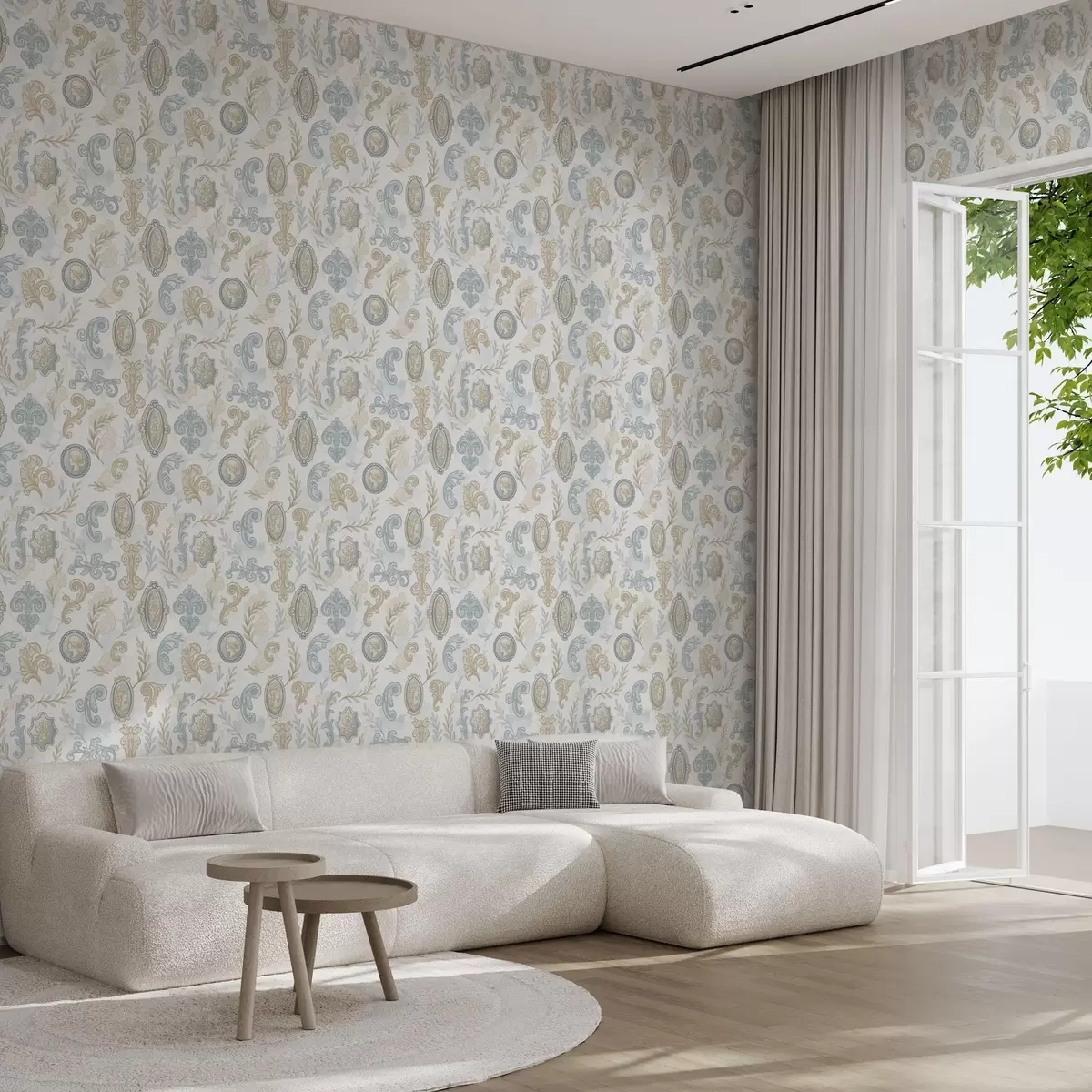 Tapetes Klasisks ornaments ar medaljoniem un rakstiem a00319