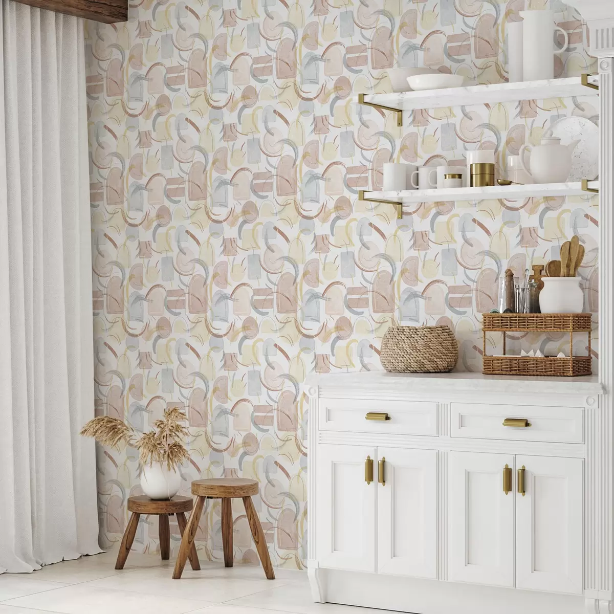 Tapetes Abstraktas formas pasteļtoņos a00328