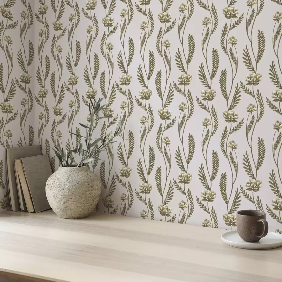 Fototapetes Vertikāls ornaments ar baltiem ziediem uz rozā fona a00476