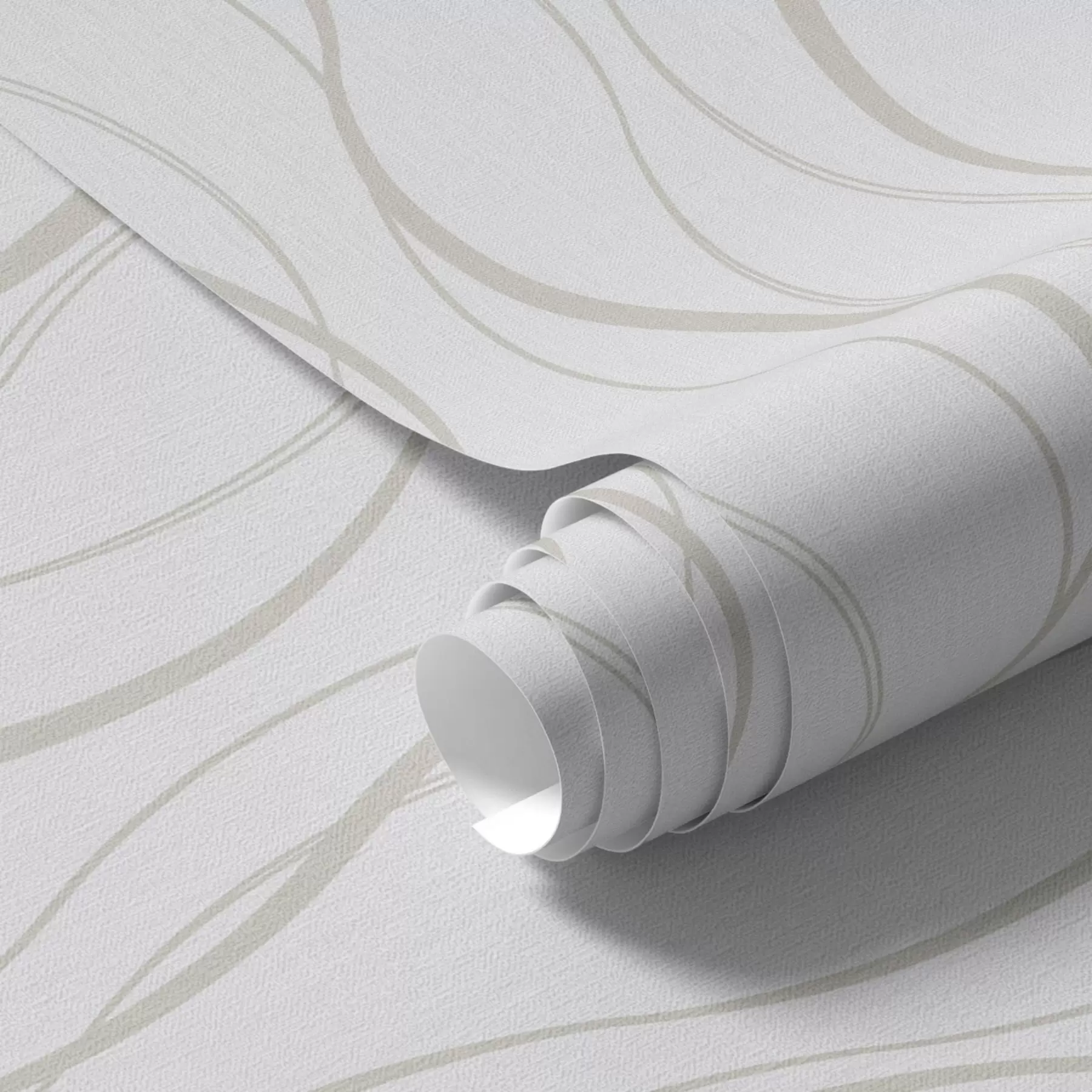 Fototapetes Abstraktas viļņotas smilškrāsas līnijas uz balta fona a00480