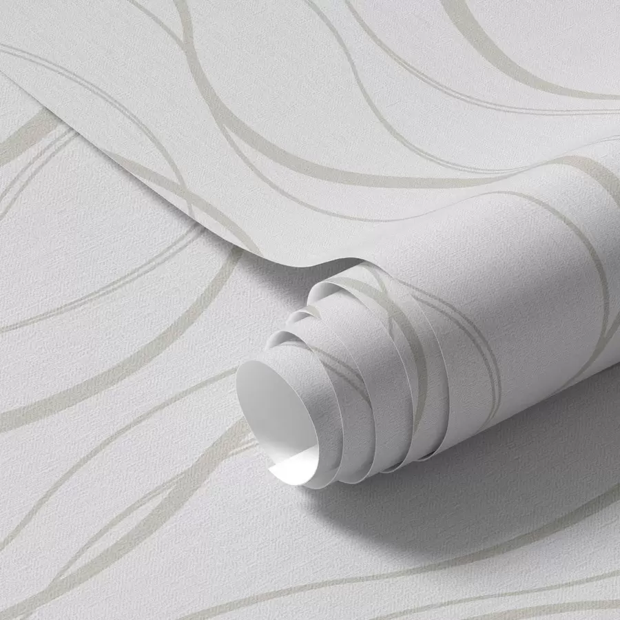 Fototapetes Abstraktas viļņotas smilškrāsas līnijas uz balta fona a00480