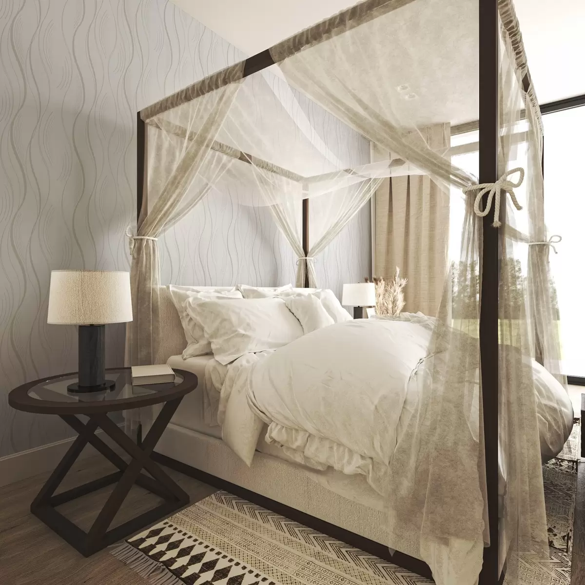 Tapetes Viļņotas līnijas ar papildu triepieniem modernā stilā a00482