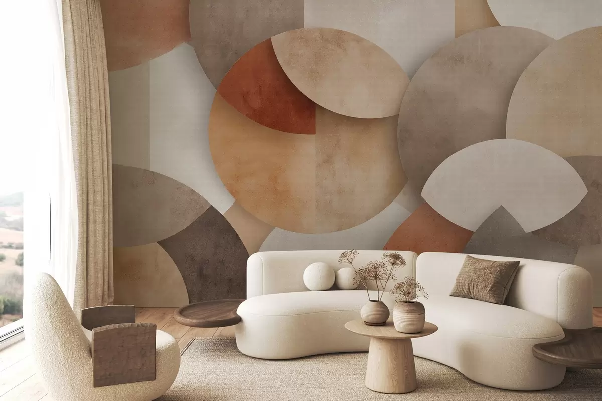 Fototapetes teksturēta abstrakta ģeometrija siltos brūnos un okera toņos w04310