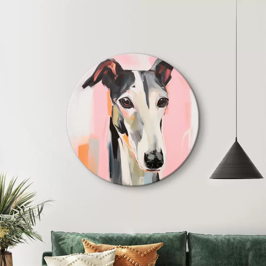 Glezna Haizivs uz rozā, oranžas un baltas otas triepienu fona r45566