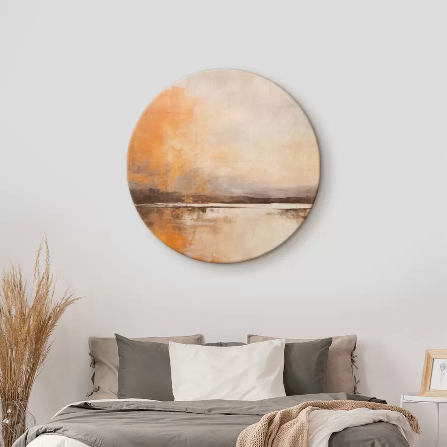 Glezna Abstrakta fakturēta ainava oranžas, brūnas un bēšas krāsas toņos r45568