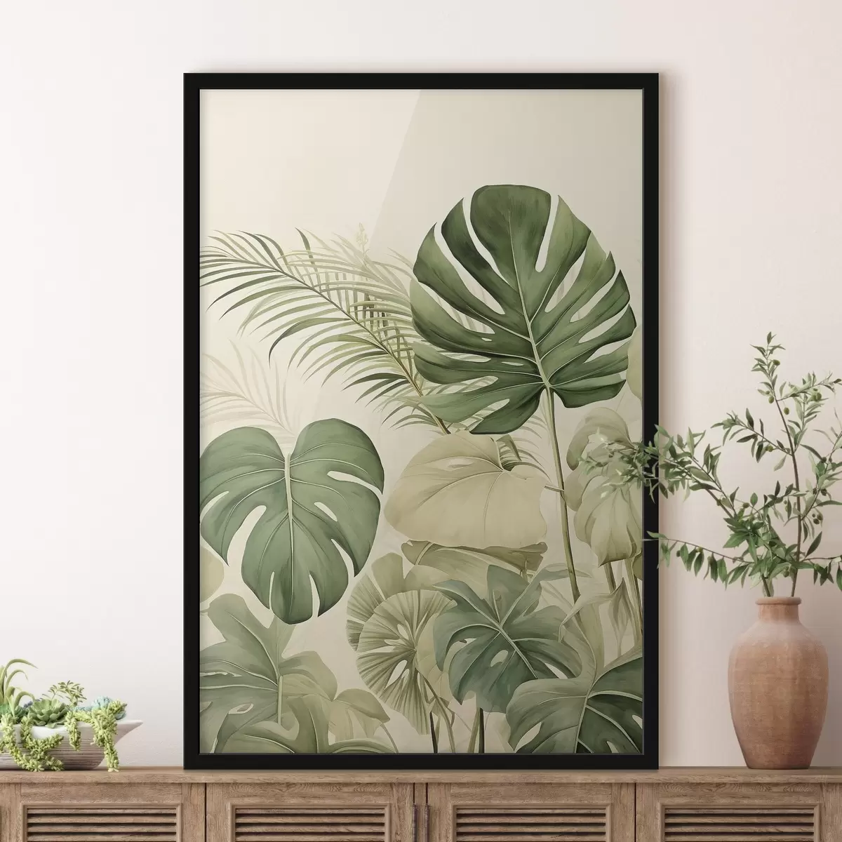 Plakāts Monstera Lapas un tropu f45614
