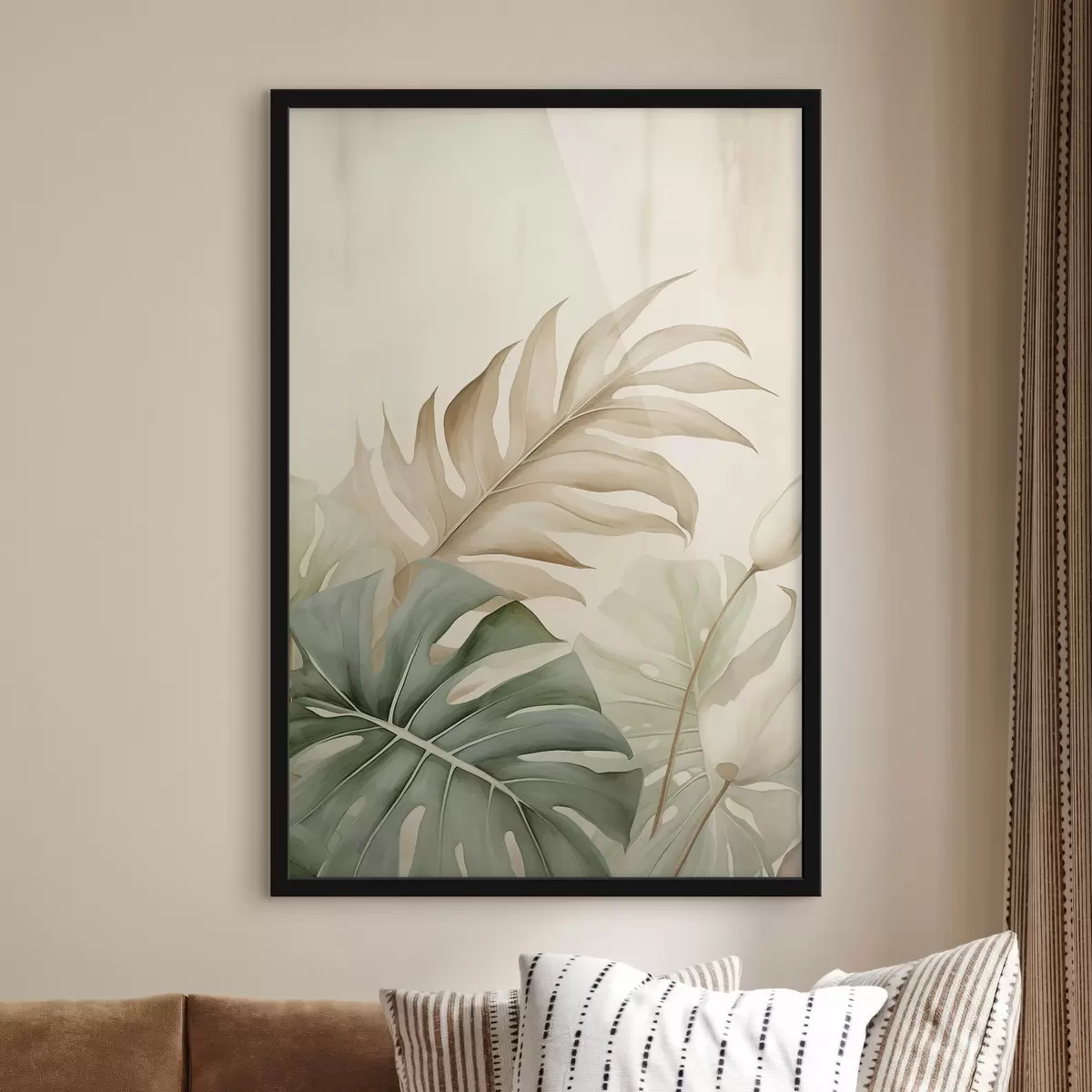 Plakāts Tropu lapas uz gaiša fona f45617