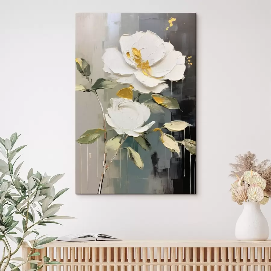 Glezna Apjomīgi ziedi: dekoratīvs motīvs gaišos un tumšos toņos s45531