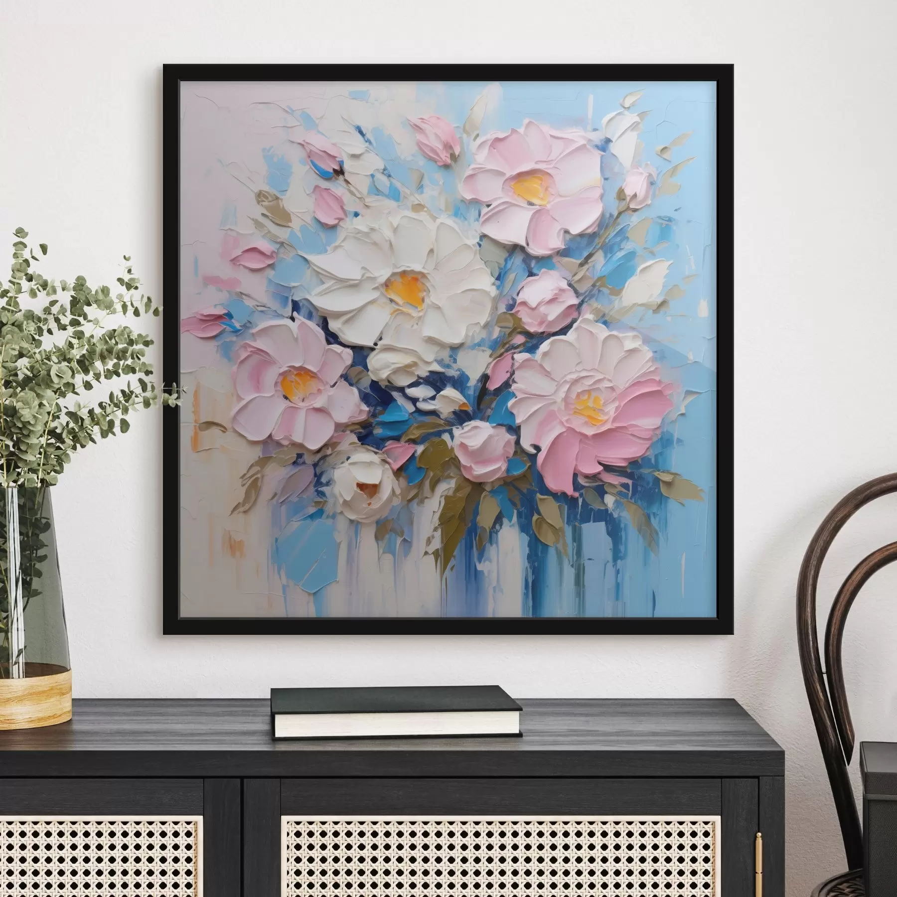 Fototapetes Gleznieciska kompozīcija rozā un zilos toņos f45538