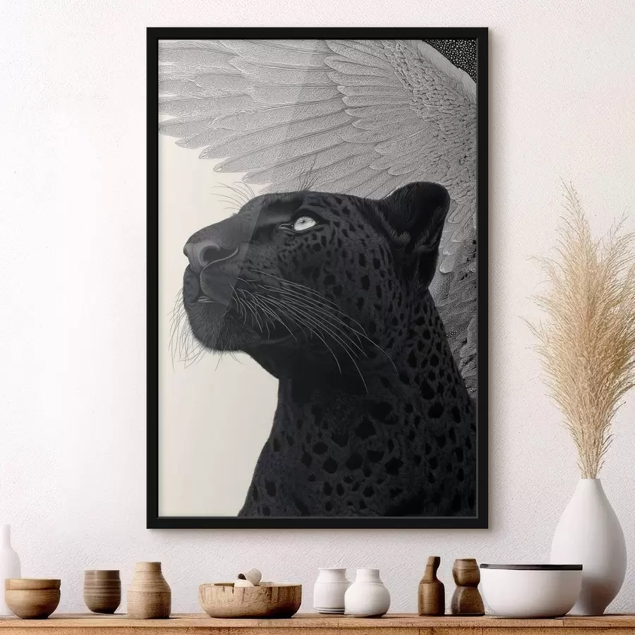 Fototapetes Grafiskā kompozīcija: pantera ar spārniem f45548