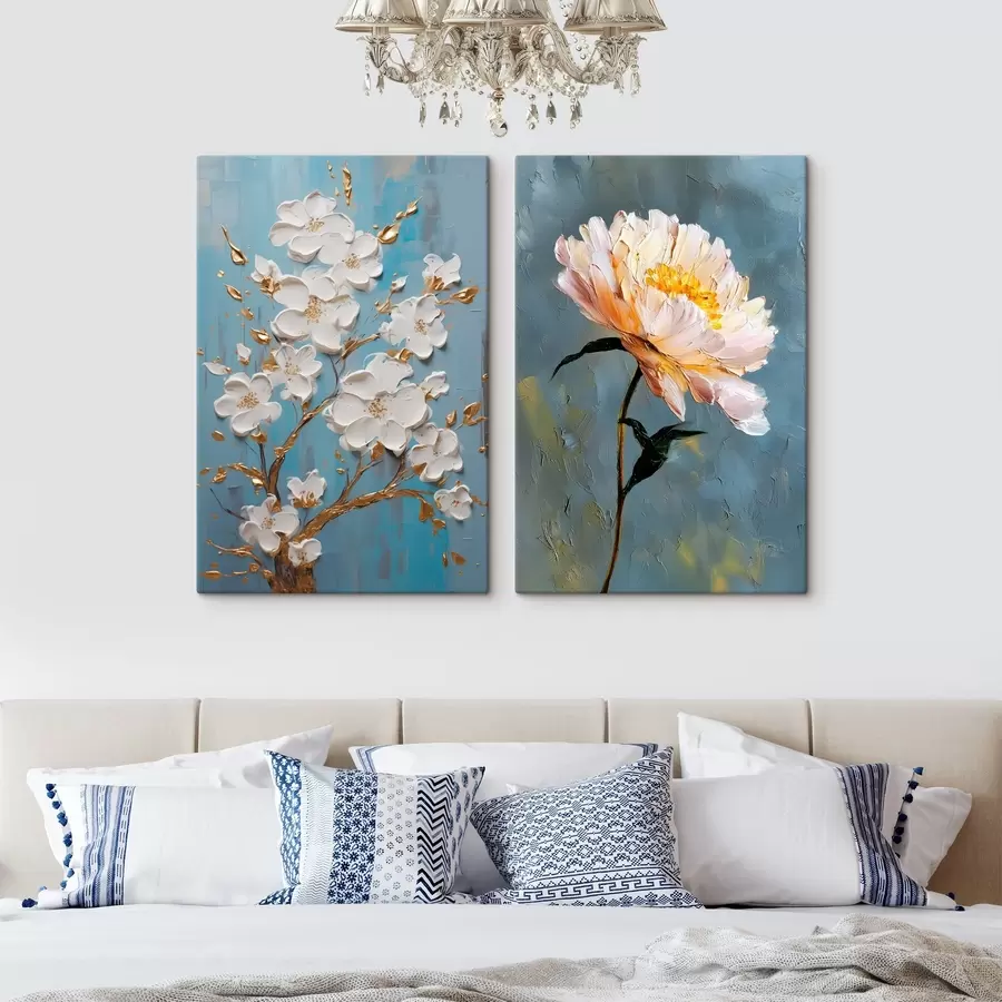 Glezna Ziedošs zars un peonija: reljefa kompozīcija m00637