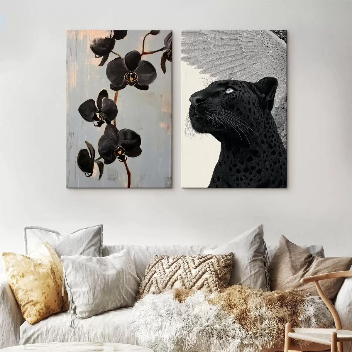 Glezna Tumšās orhidejas un spārnotais zvērs: mākslinieciskā kompozīcija m00640