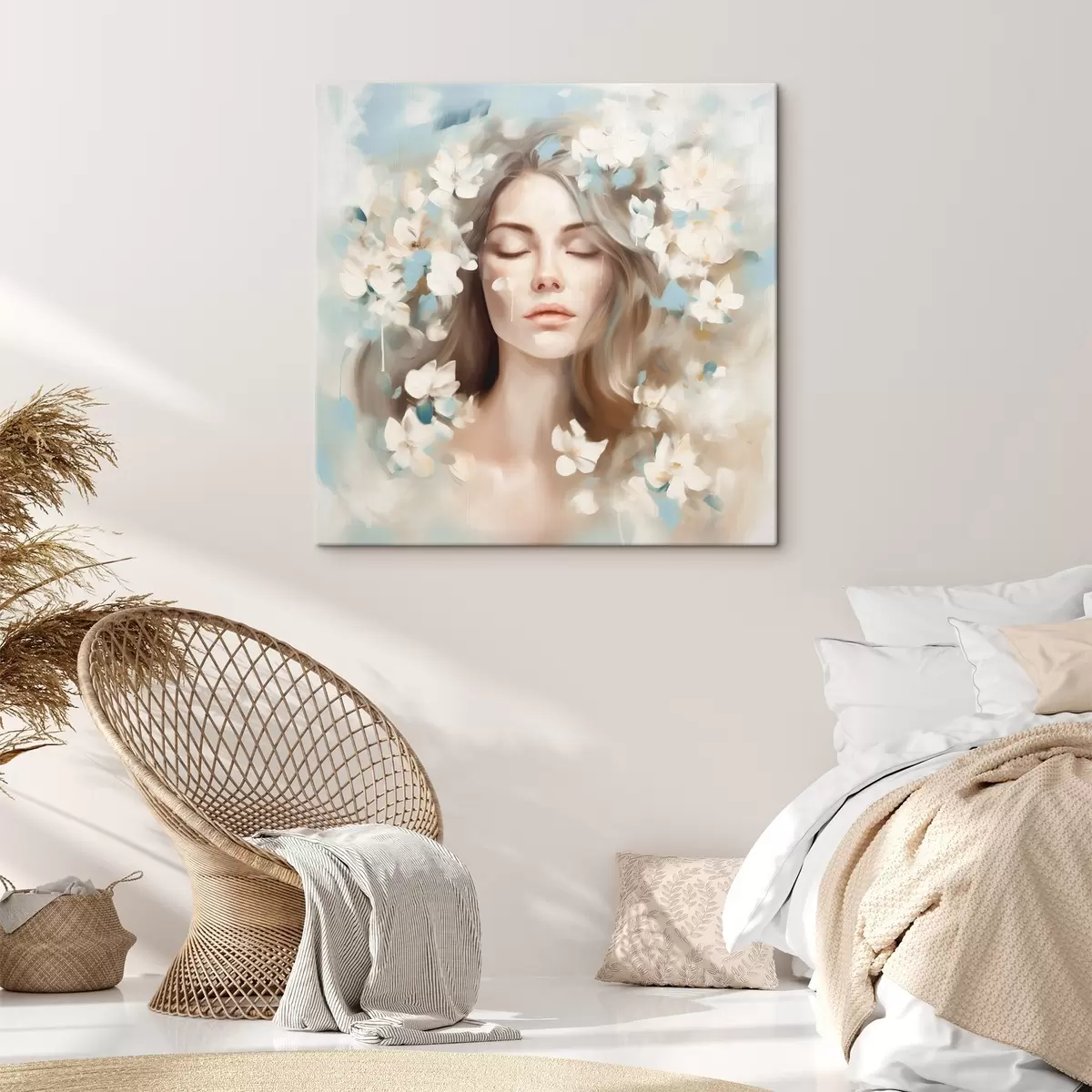 Glezna Abstrakts sievietes portrets ar ziediem otas triepienu veidā s45450