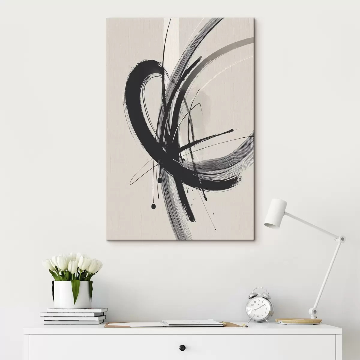 Glezna Abstraktie minimālistiskie triepieni ar otu s45582