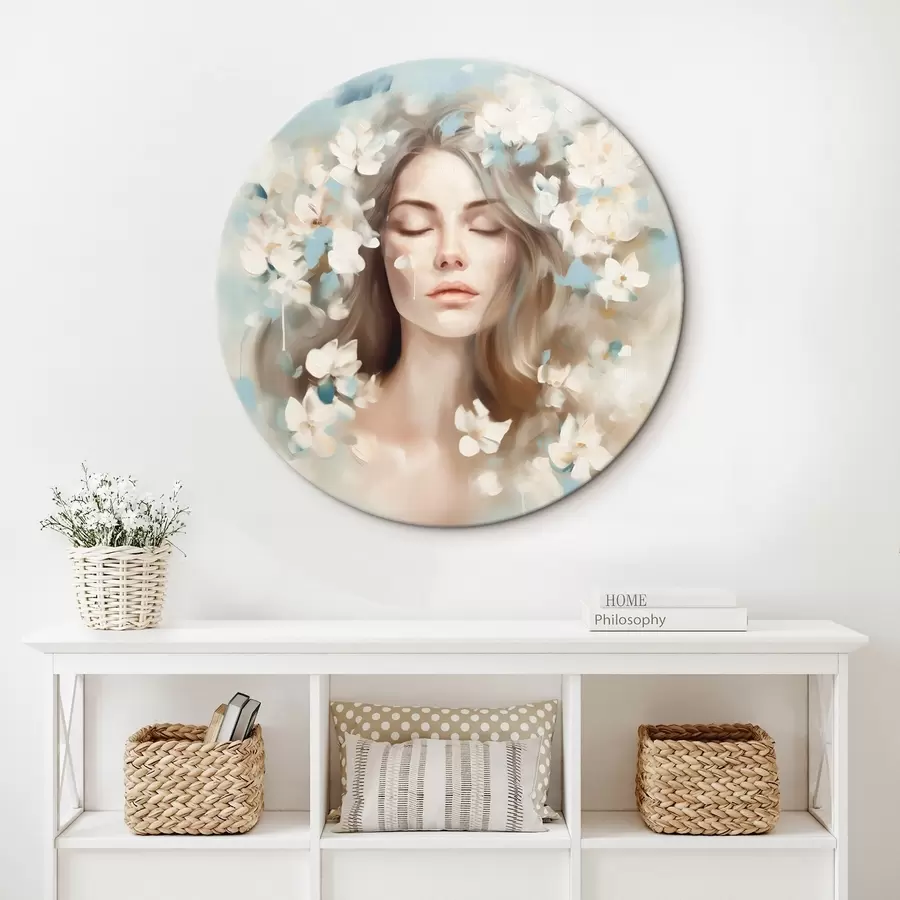 Glezna Abstrakts sievietes portrets ar ziediem otas triepienu veidā r45450