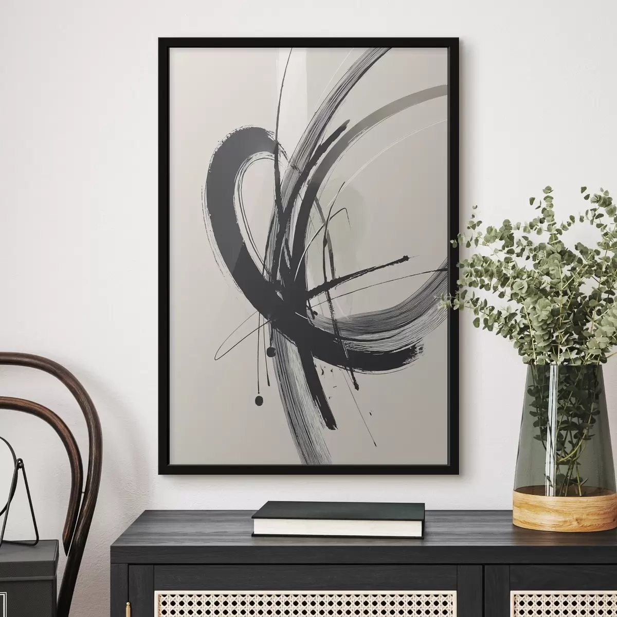 Plakāts Abstraktie minimālistiskie triepieni ar otu f45582