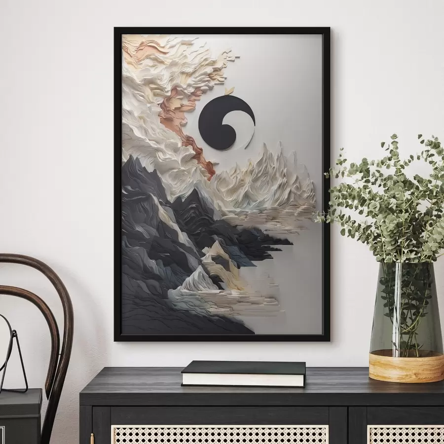 Fototapetes Abstrakta ainava ar kalniem papīra stilā f45482