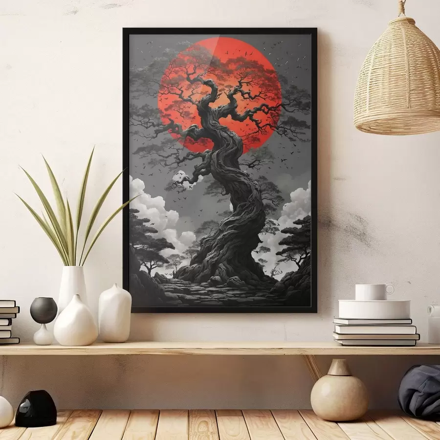 Fototapetes Abstrakta ainava ar kalniem papīra stilā f45485