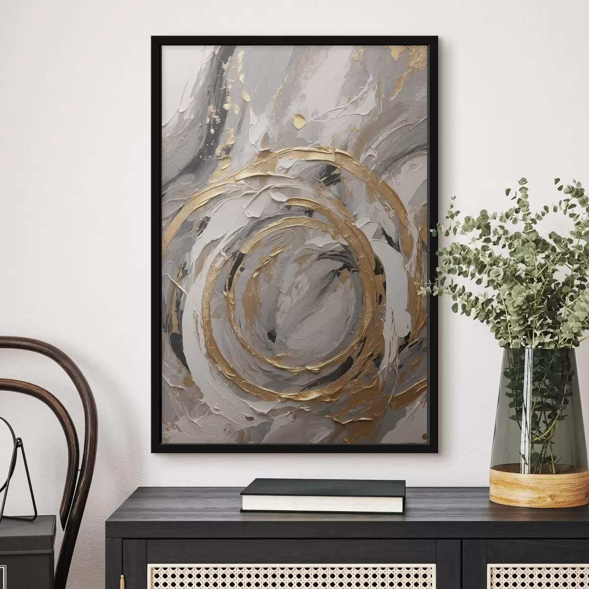 Plakāts Balts ponijs ar rozā krēpi un ziediem f45487