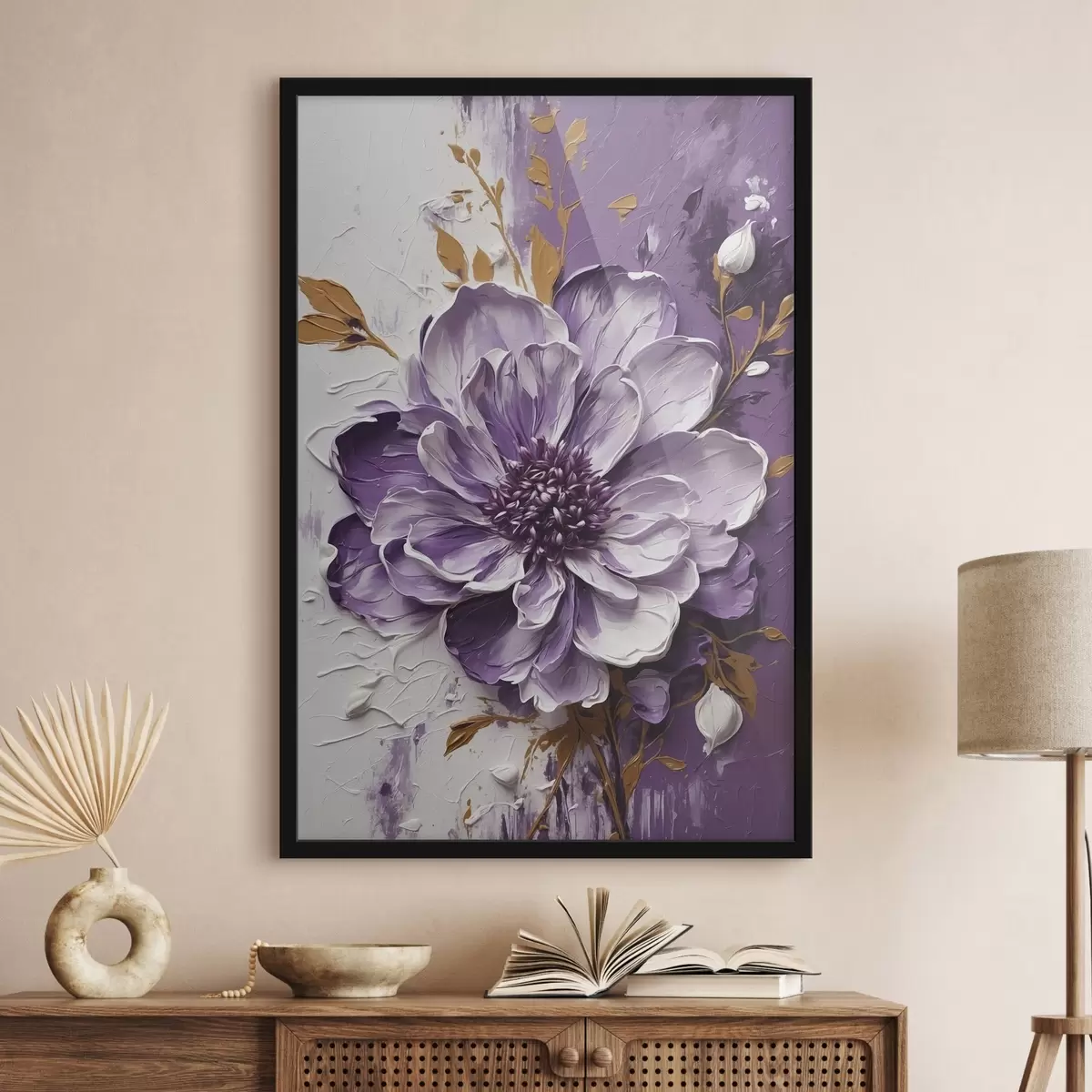 Plakāts Sievietes portrets ar oranžiem krāsu triepieniem f45492