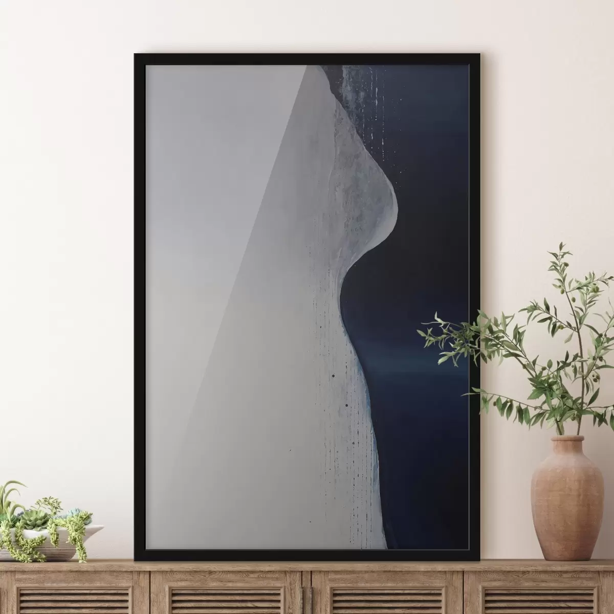 Plakāts Abstrakcija ar sarkaniem triepieniem uz melna fona f45493