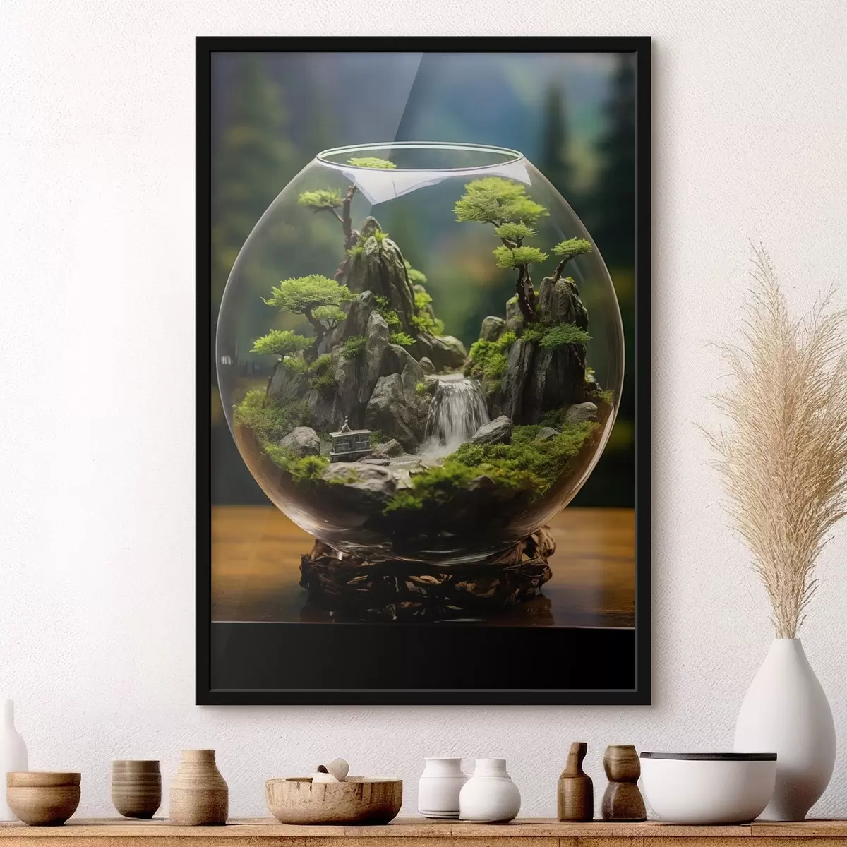 Plakāts Zils zieds ar ūdens pilieniem uz ziedlapiņām f45502