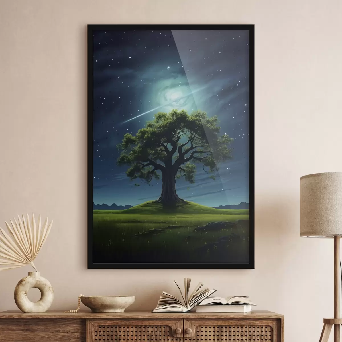 Plakāts Lietus pilieni uz stikla ar nakts apgaismojumu f45503