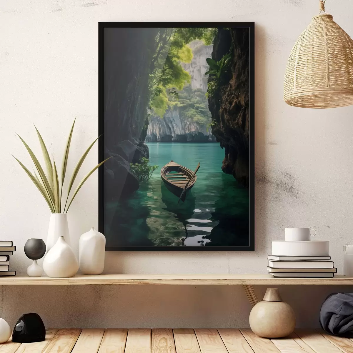 Plakāts Vientuļš koks uz ezera zem rozā debesīm f45507