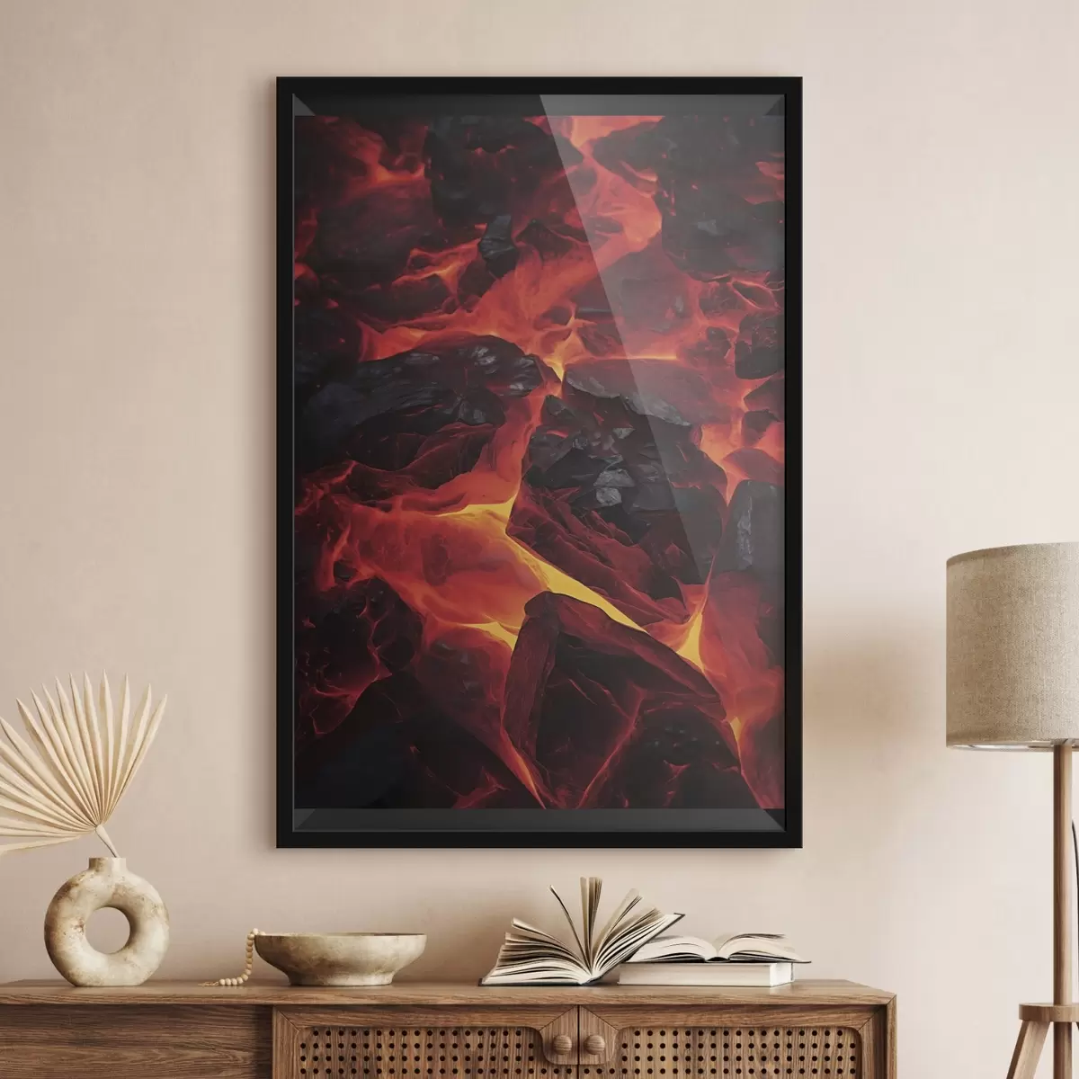 Plakāts Sarkani karsti akmeņi ar lavas plūsmām f45515