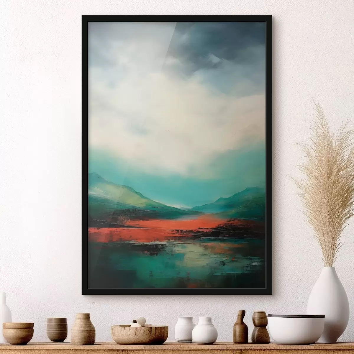 Plakāts Spilgta ainava ar mākoņiem un kalniem f45626