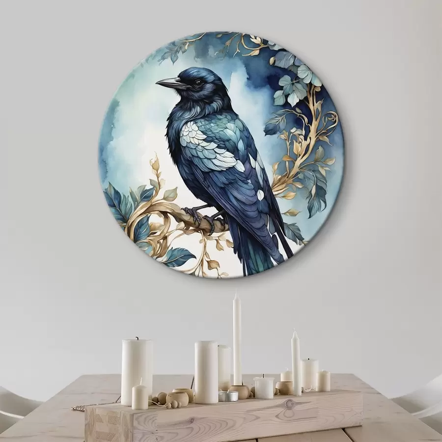 Glezna Zils putns uz zara ar akvareļa stila lapām r45483