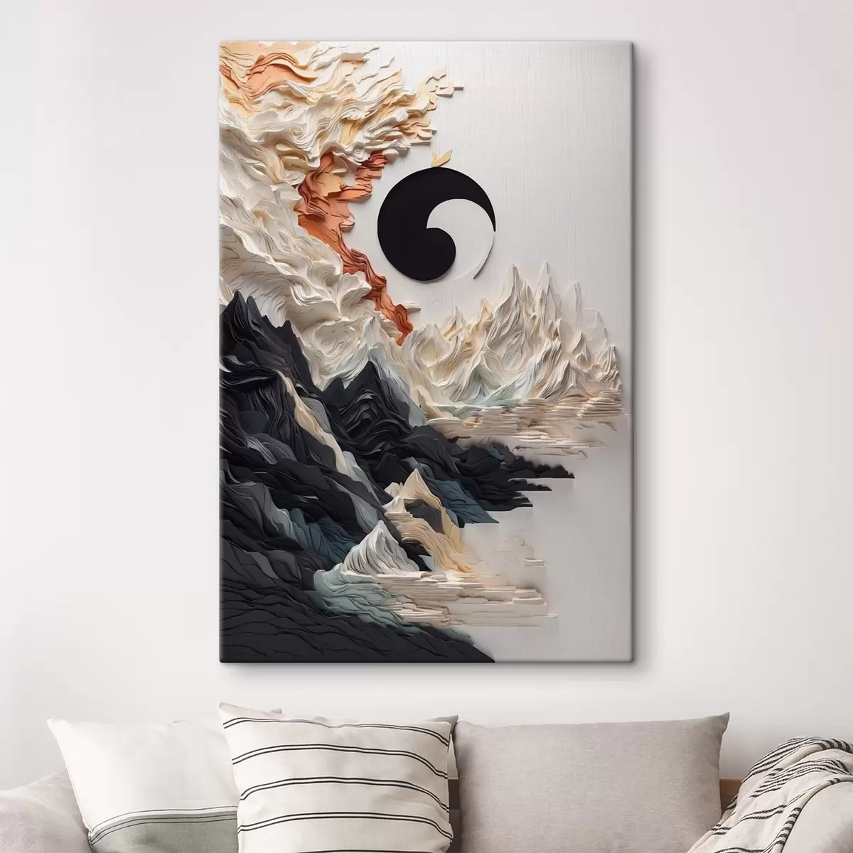 Glezna Abstrakta ainava ar kalniem papīra stilā s45482