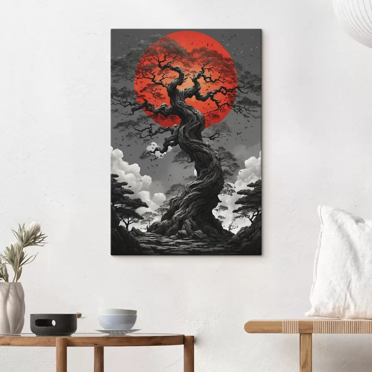 Glezna Abstrakta ainava ar kalniem papīra stilā s45485