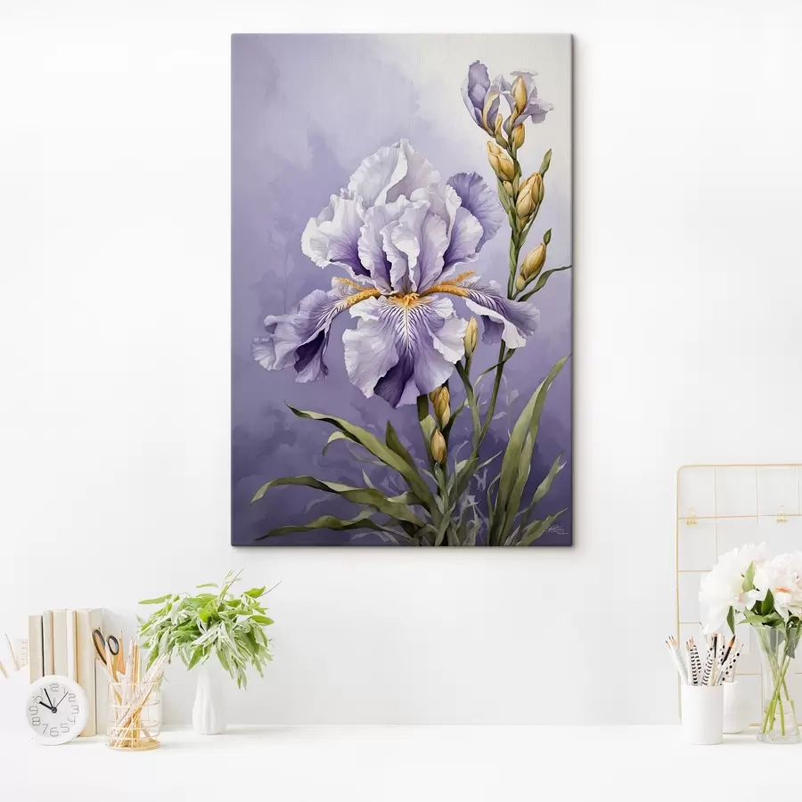 Glezna Zils putns uz zara ar akvareļa stila lapām s45486