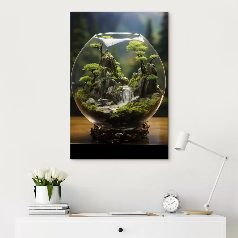 Glezna Zils zieds ar ūdens pilieniem uz ziedlapiņām s45502