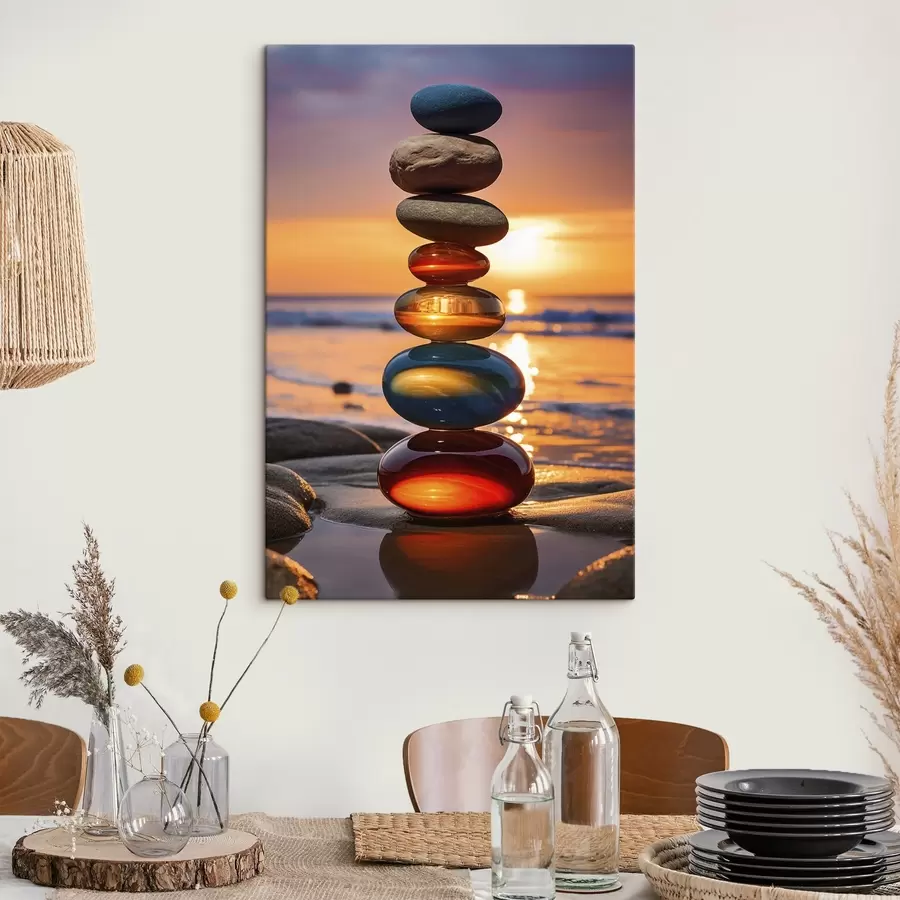 Glezna Sakrauti akmeņi saulrieta fonā s45520